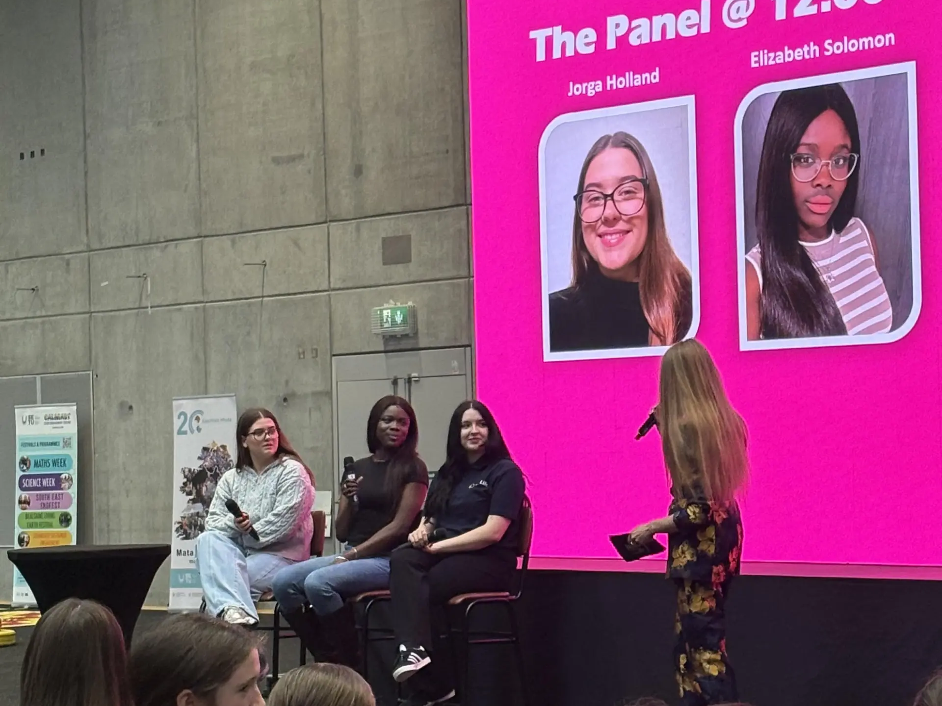 Elizabeth Solomon speaking on a panel about women in technology